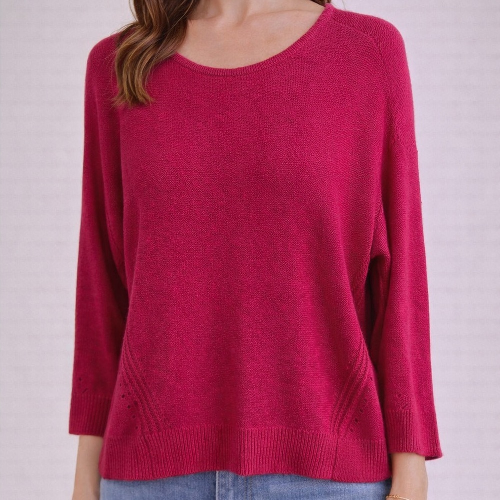 Anthropologie Pink Linen Blend Knit Sweater XS